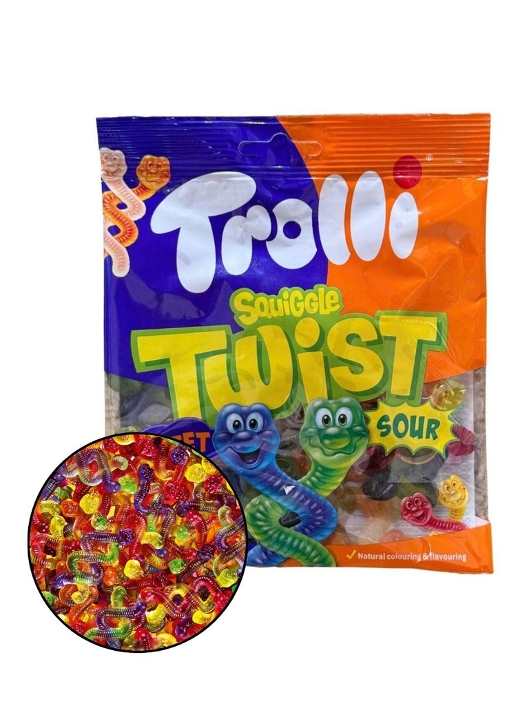 Kẹo Dẻo Trolli Squiggles Twist Hình Sâu Sinh Đôi 100G