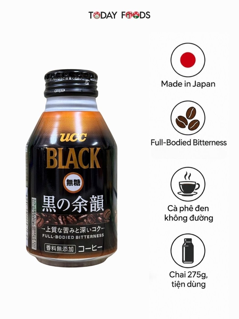 Cà Phê Đen Không Đường Full-Bodied Bitterness UCC Black 275G