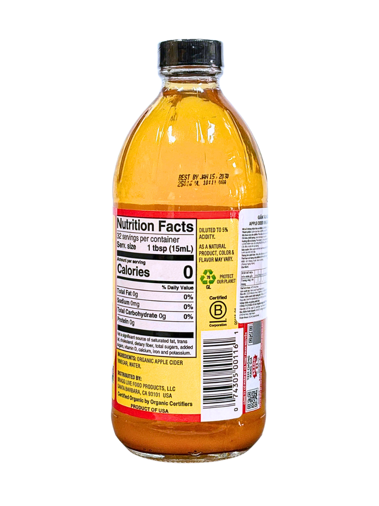 Giấm Táo Hữu Cơ Bragg 473ML