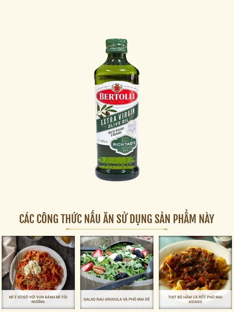 Dầu Oliu Extra Virgin Bertolli Rich Taste 500ML