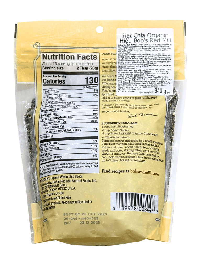 Hạt Chia Hữu Cơ Bob's Red Mill 340G