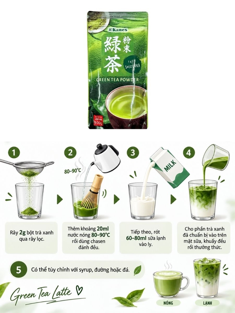 Bột Trà Xanh Nhật Kanes 100G