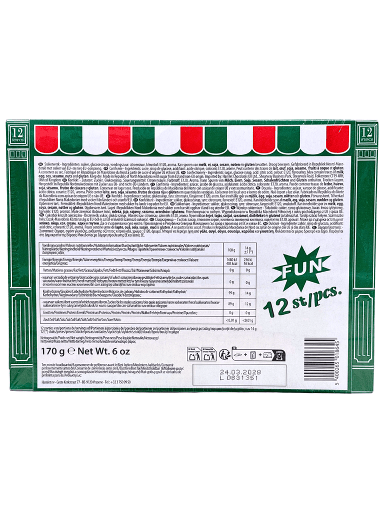 Kẹo Gậy Hamlet 170G (12 Cây) – Hộp Xanh Lá (Candy Canes Red & White)