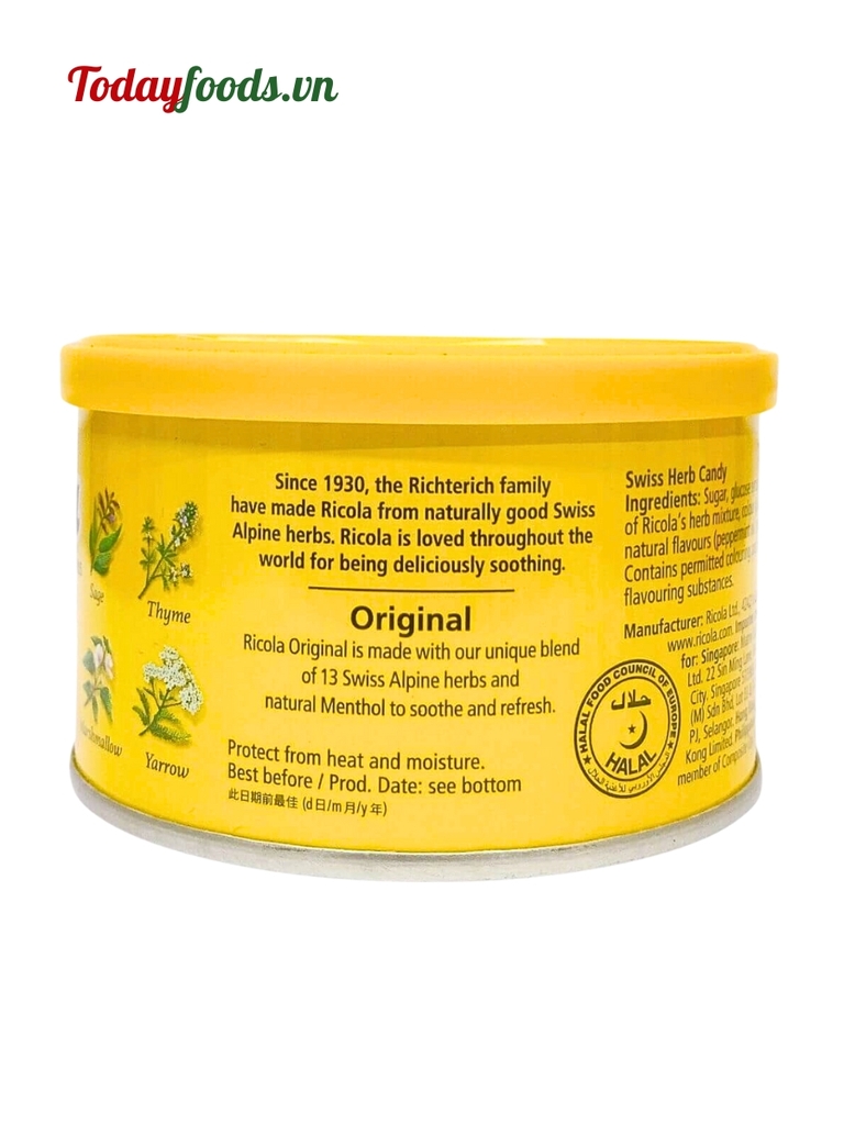 Kẹo Ngậm thảo mộc Ricola Original Hộp Thiếc 100G