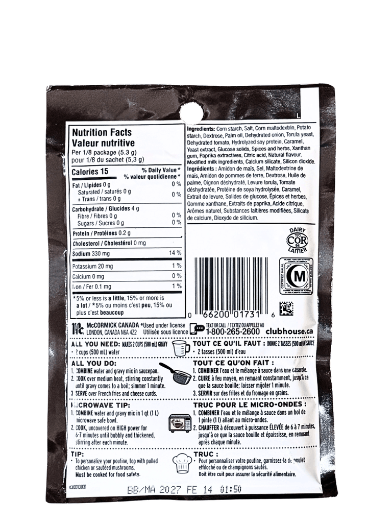 Poutine Gravy Mix Club House Giảm 25% Muối 42G