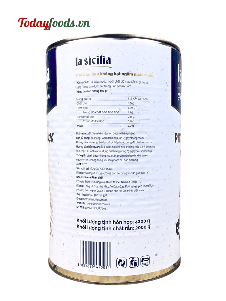 Quả Oliu Đen Tách Hạt La Sicilia 4.2KG