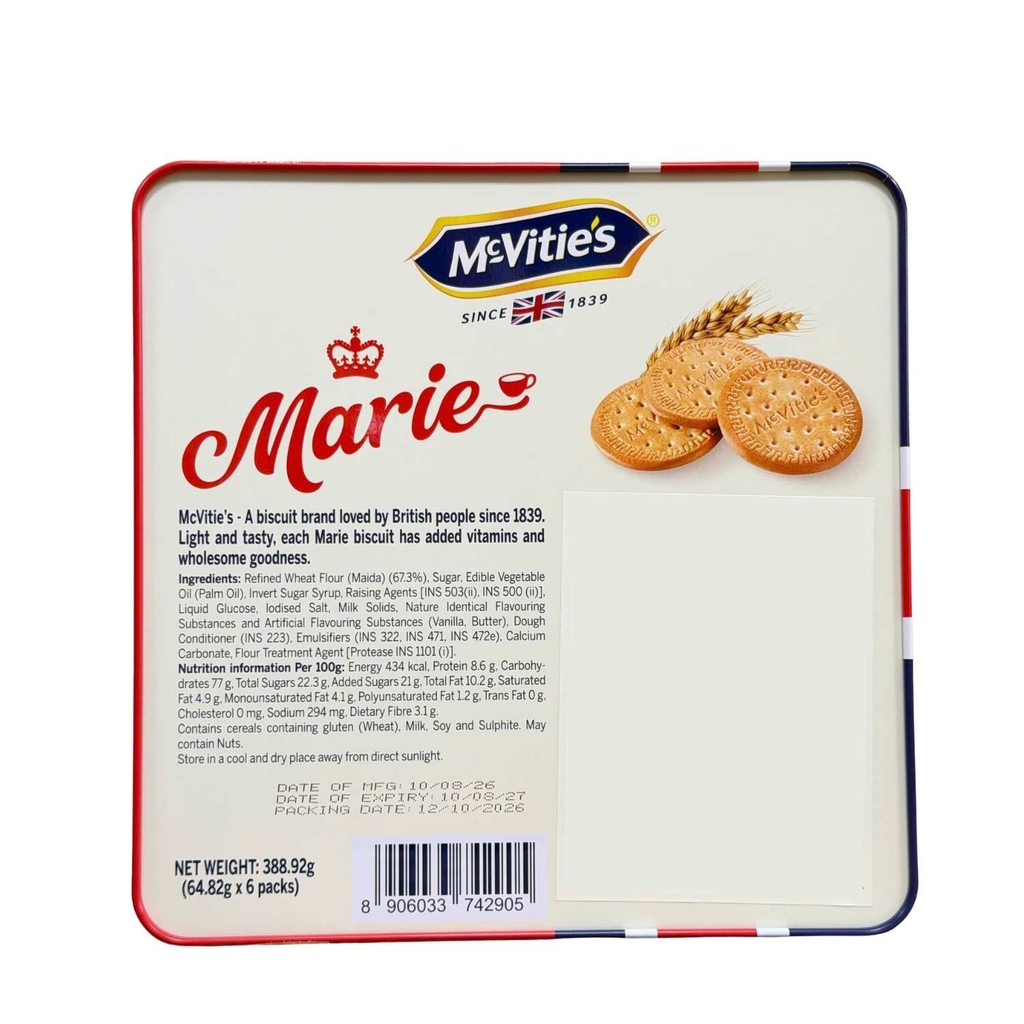 Bánh Quy Lúa Mì McVitie’s Marie 388.92G (Hộp Thiếc)
