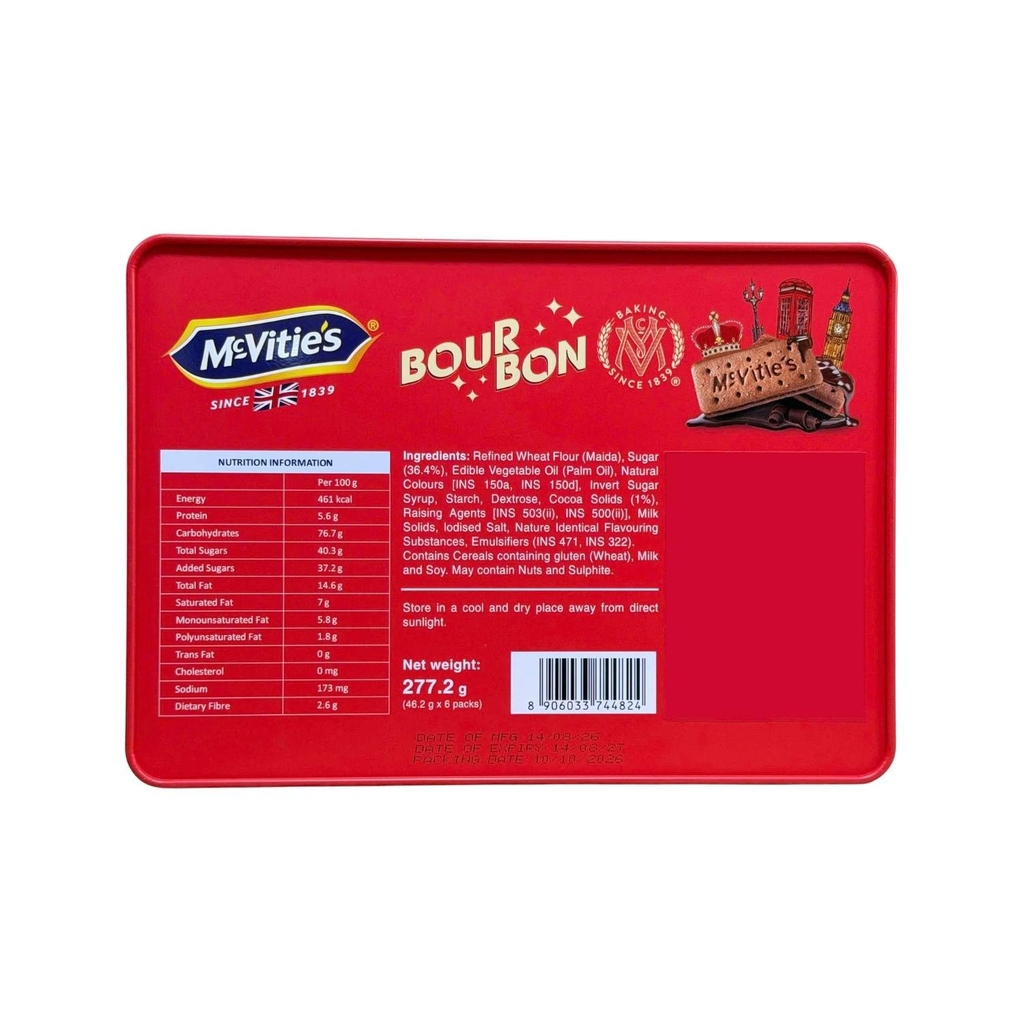 Bánh Quy McVitie's Bourbon 277.2G (Hộp Thiếc)
