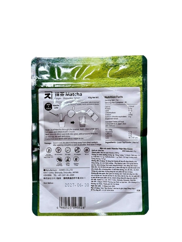 Bột Matcha Nhật Kanes 40g
