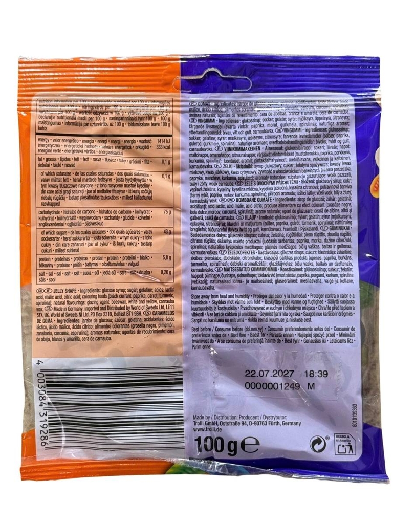 Kẹo Dẻo Trolli Squiggles Twist Hình Sâu Sinh Đôi 100G