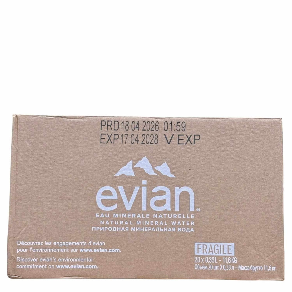 Nước Khoáng Evian Chai Thủy Tinh 330ML (Thùng 20 Chai)