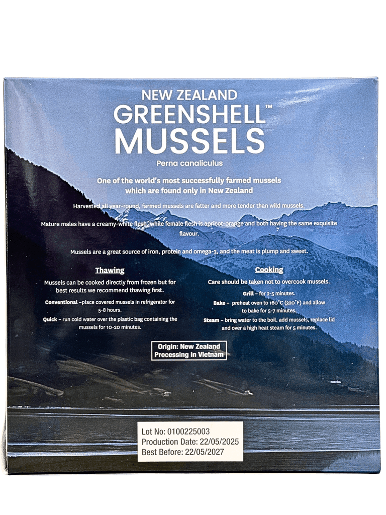 Vẹm Xanh New Zealand Trident Nửa Vỏ Size M (30–40 Con) 1KG