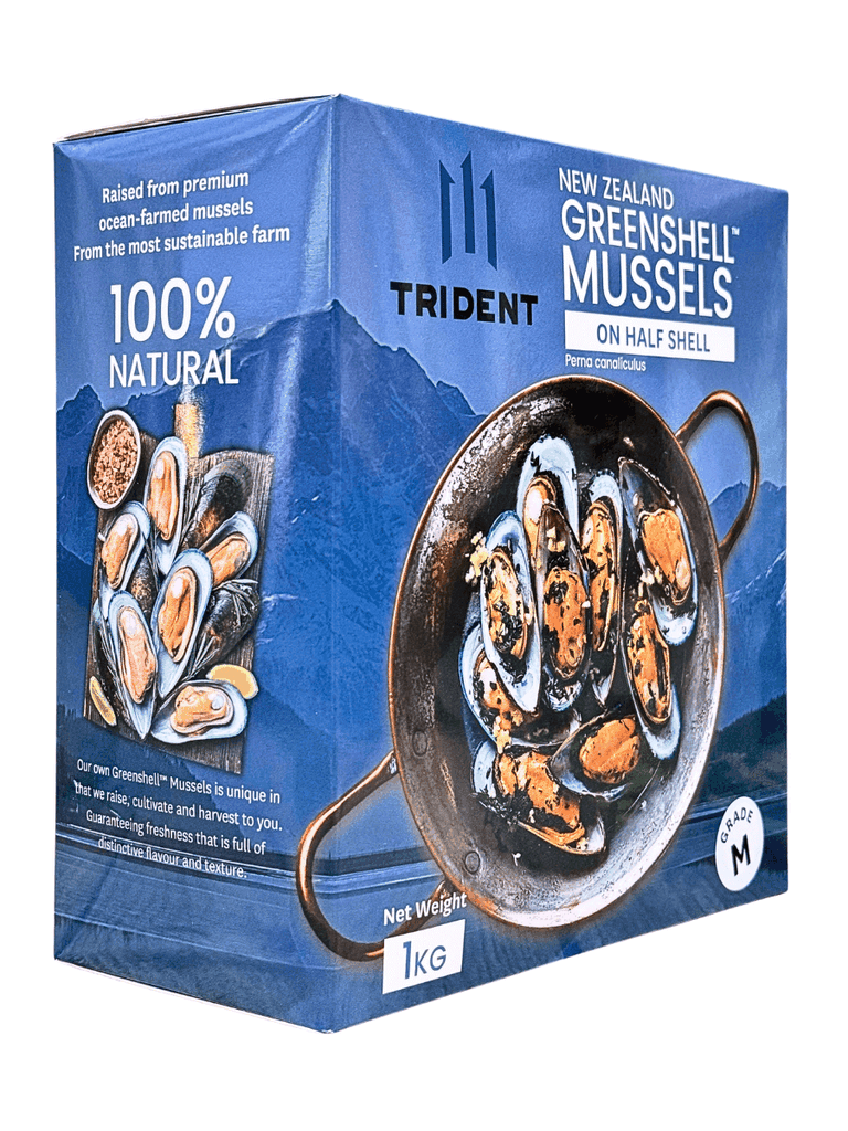 Vẹm Xanh New Zealand Trident Nửa Vỏ Size M (30–40 Con) 1KG