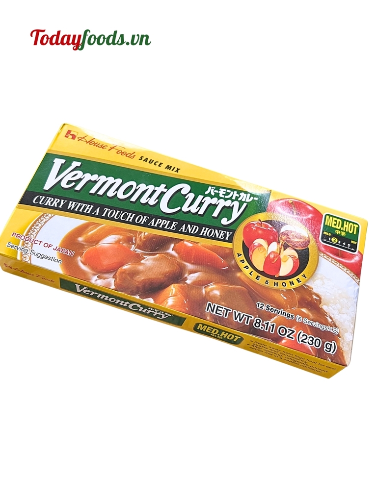 Viên Xốt Cà Ri Vermont Vị Táo Và Mật Ong Cay Vừa 230G