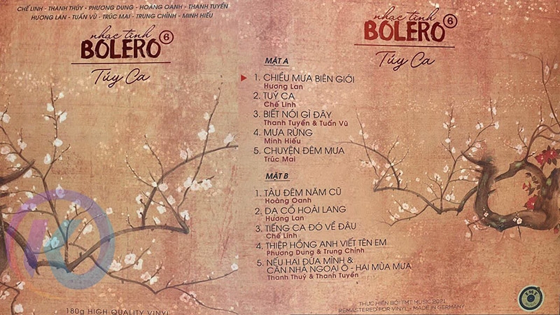 Đĩa than Bolero 6 - Với album Đĩa than Bolero 6 của Tuý Ca, bạn có thể tìm thấy bài hát Thiệp Hồng Anh Viết Tên Em, một trong những ca khúc được yêu thích nhất của thể loại bolero. Sự kết hợp hoàn hảo giữa giai điệu, lời ca và cách thể hiện của tác giả và ca sĩ đã tạo nên một sản phẩm âm nhạc đầy cảm xúc và ấn tượng.