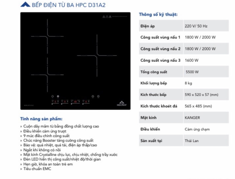 Bếp điện từ ba HPC D31A2
