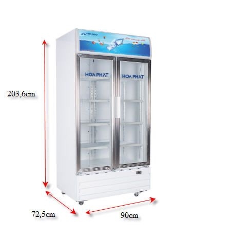 Tủ mát trưng bày Hòa Phát 1 ngăn 2 cánh HSR D6526 526 lít cao 1.9M X rộng 90CM