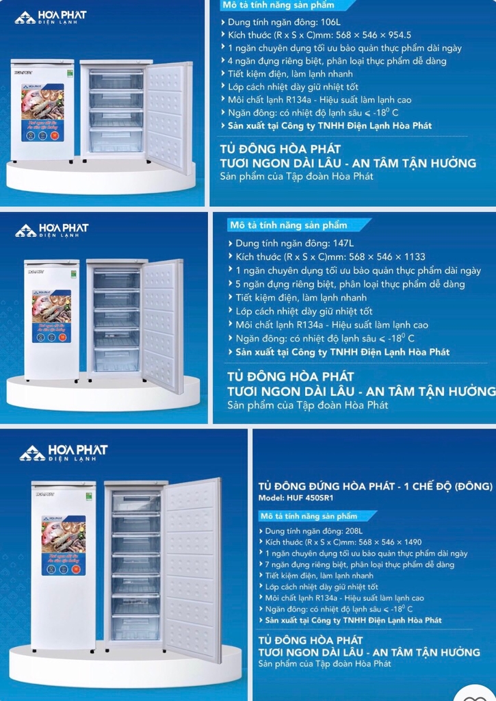 3 Mẫu tủ đông mini gia đình 100l - 150l - 200l