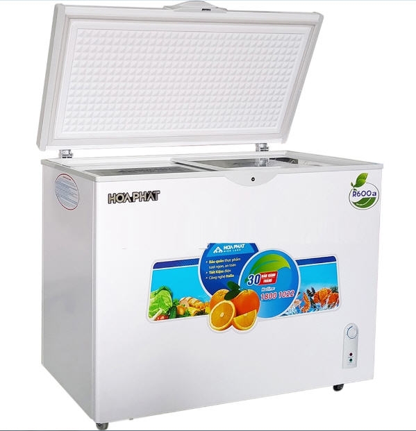 Tủ đông bán hàng Hòa Phát 300l 1 chế độ đông chính hãng.