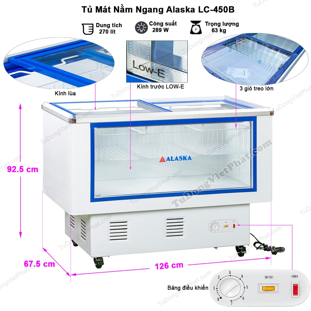 Tủ mát nằm ngang Alaska LC-450B (tủ đông mềm)