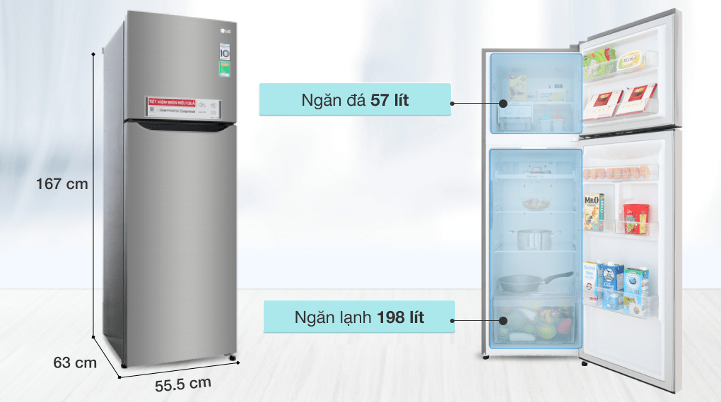 Tủ lạnh LG GN-M255PS inverter 255 lít