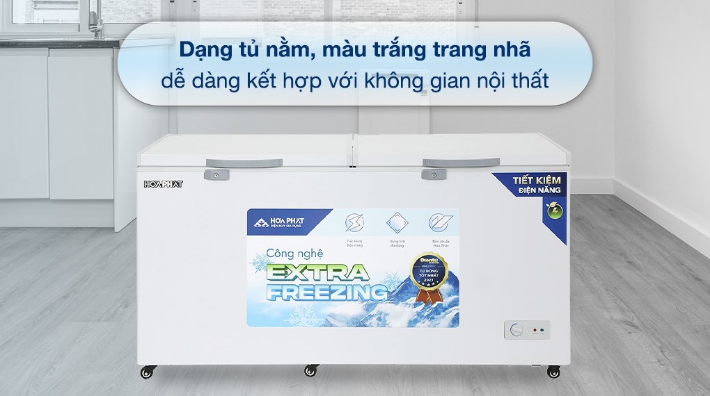 Tủ đông dung tích lớn Hòa Phát 1 ngăn 2 cánh HPF AD6544 1000L DÀN ĐỒNG
