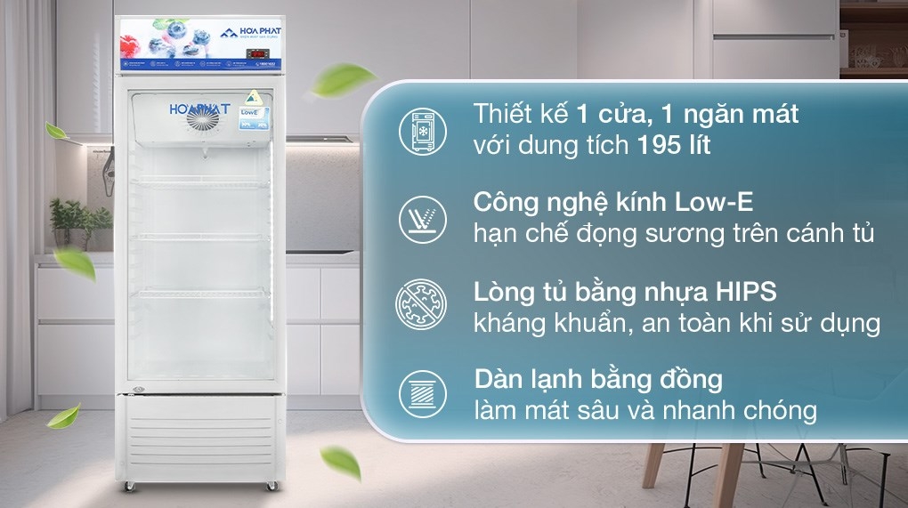 Tủ mát Hòa Phát 1 cánh HSR D6195 500L Dàn đồng