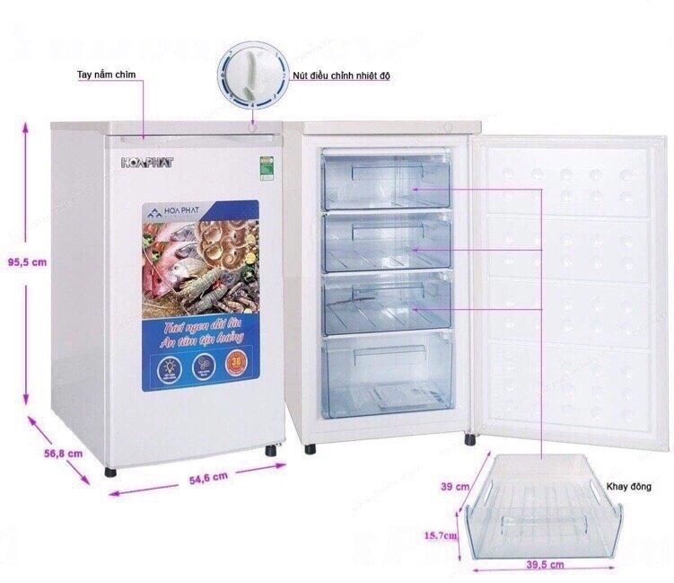 Tủ đông Hòa Phát đứng mini 4 tầng mẫu mới 300SR1 Nguyên đông