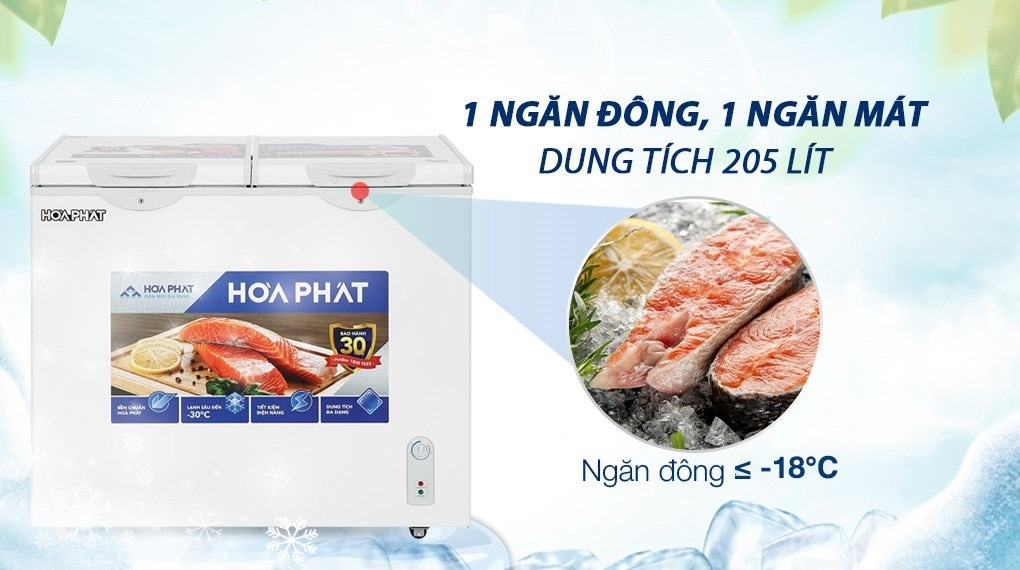 Tủ đông Hòa Phát 2 ngăn 2 cánh HPF BD6205 500l lòng sử dụng 205L