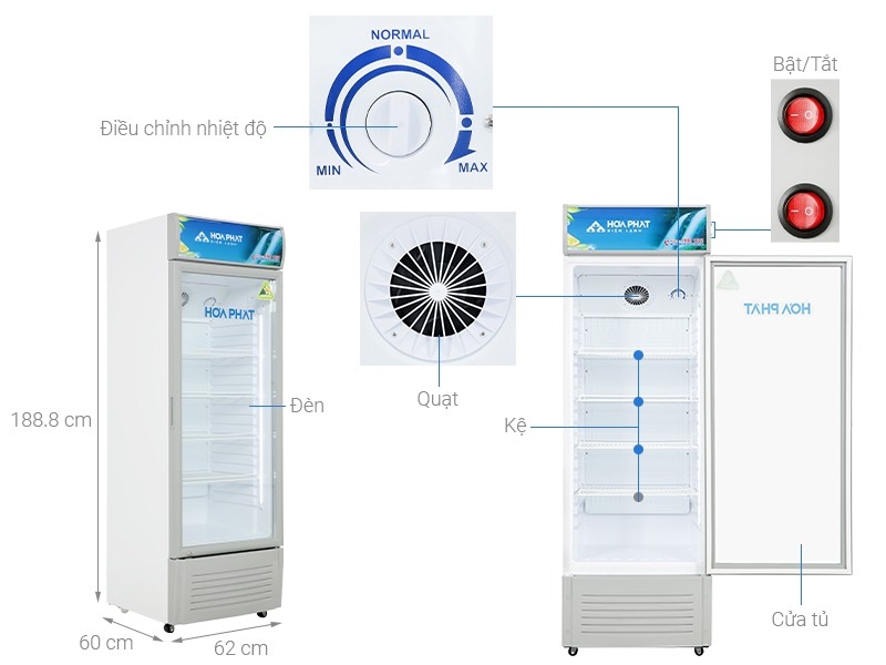 Tủ mát Hòa Phát HSC 700F1R1 700L (lòng sử dụng trong 280L)