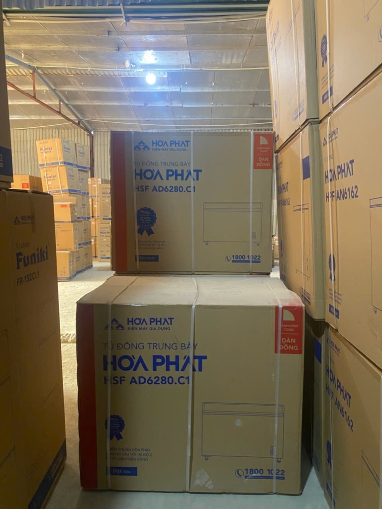 Tủ Đông mặt kính 280L Hòa Phát HSF-AD6280.C1 dàn đồng 1 ngăn 2 cánh lùa