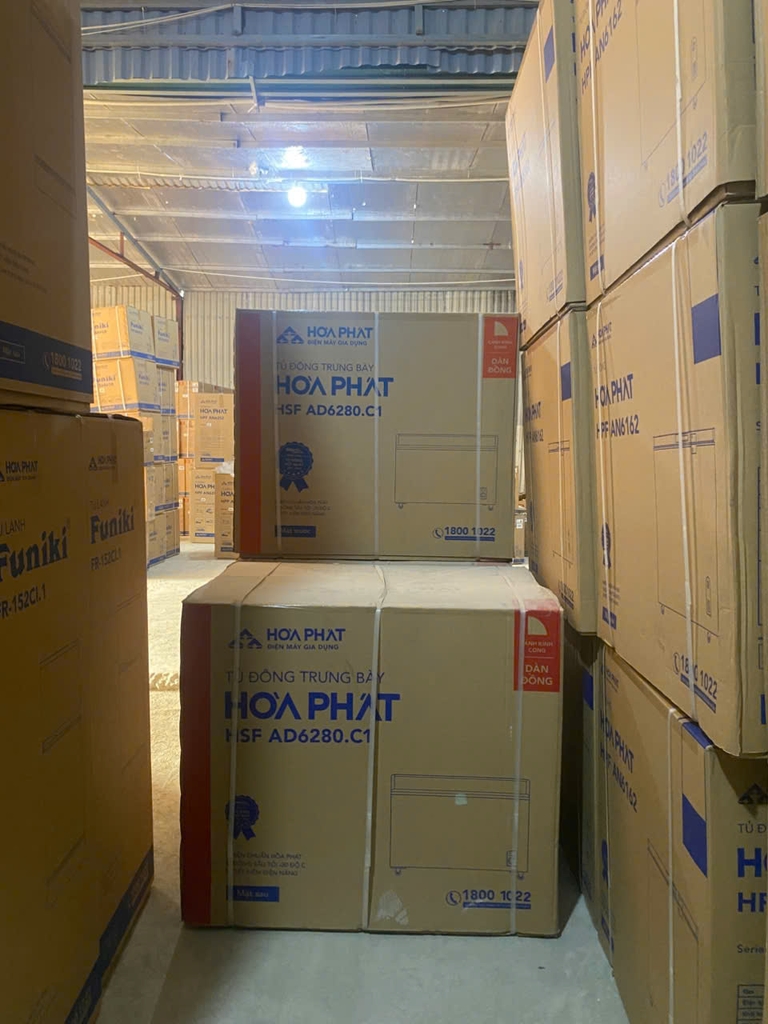 Tủ Đông mặt kính 280L Hòa Phát HSF-AD6280.C1 dàn đồng 1 ngăn 2 cánh lùa