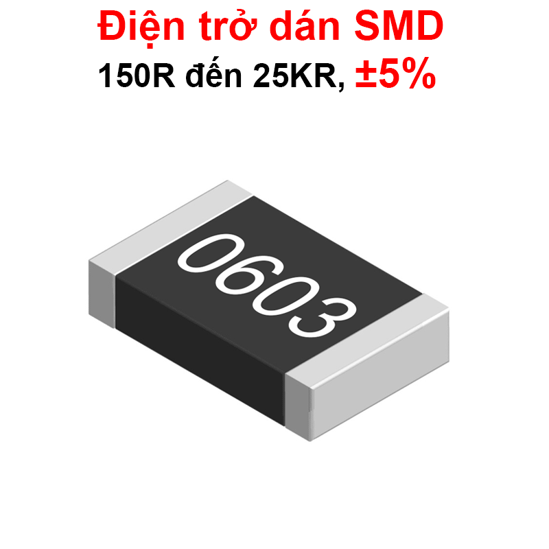 (50 con) điện trở dán 0603 - giá trị 150R đến 25KR, ±5%