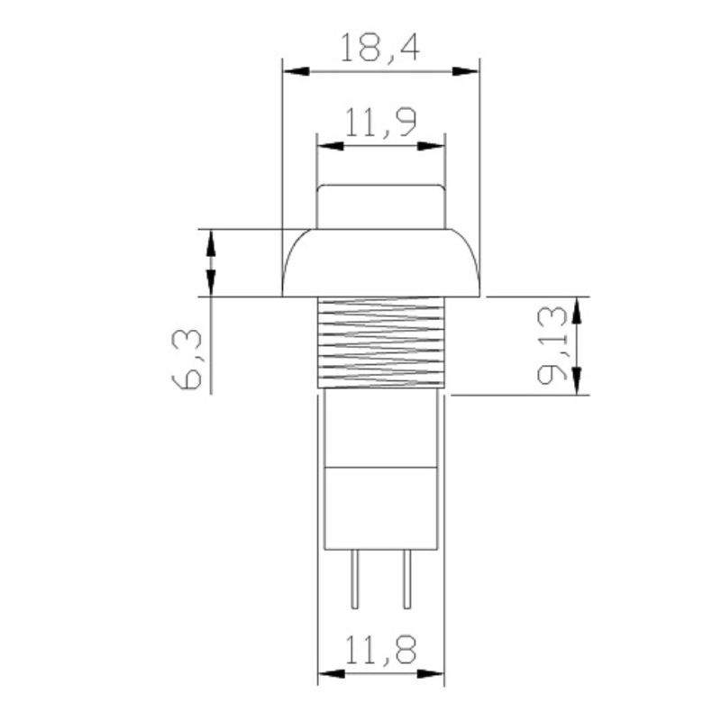 Nút nhấn giữ PBS-11A/ nhấn nhả PBS-11B 12mm 2 chân 250V 3A