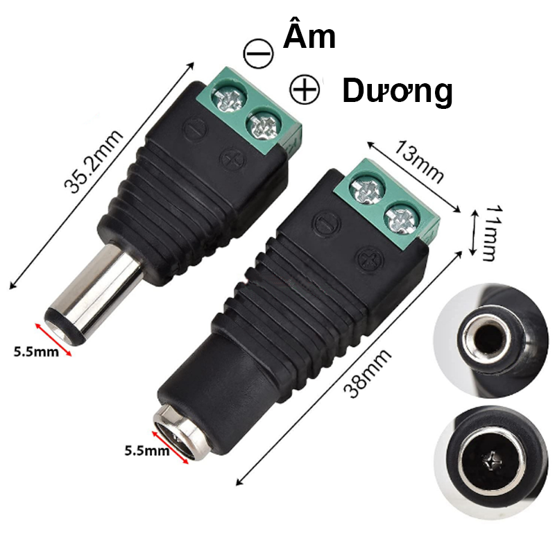 (2 Cái) Jack nối nguồn DC 1A vặn vít