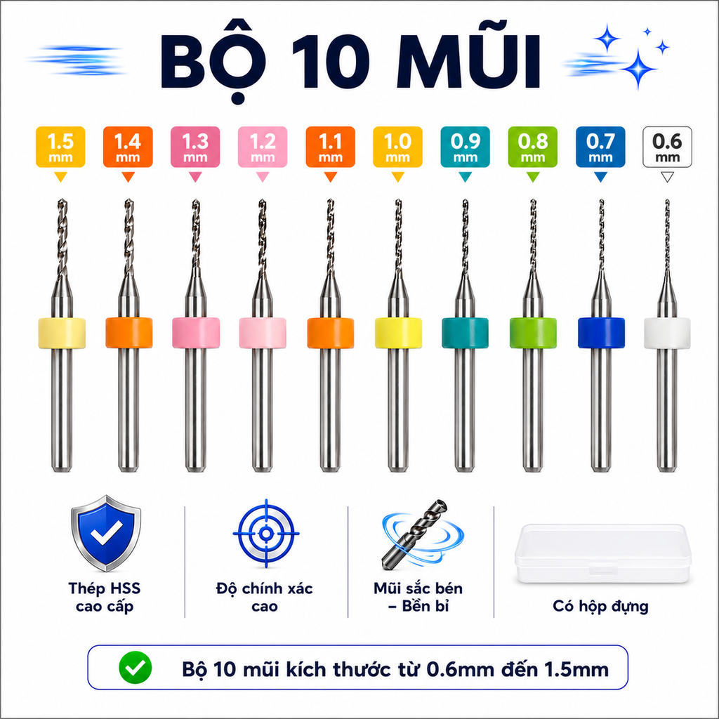 Mũi khoan PCB, chuyên khoan, cắt, phay các vật liệu cứng như đá quý, vỏ chai, bo mạch