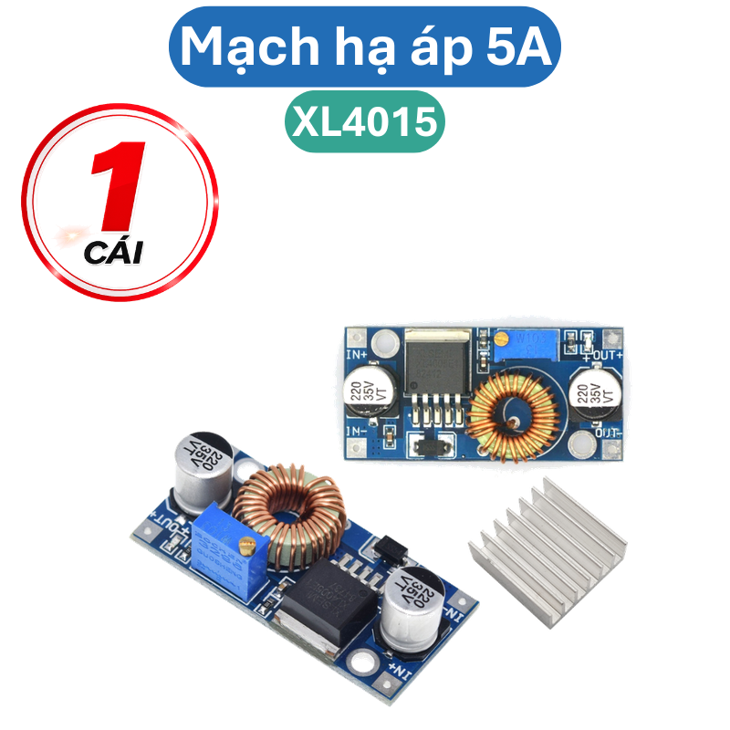 Mạch nguồn giảm áp, hạ áp 5A XL4015 ADJ - có kèm tản nhiệt
