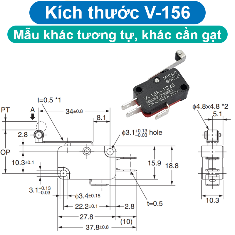 Công tắc hành trình 1C25 250VAC 15A SPDT - NO/NC