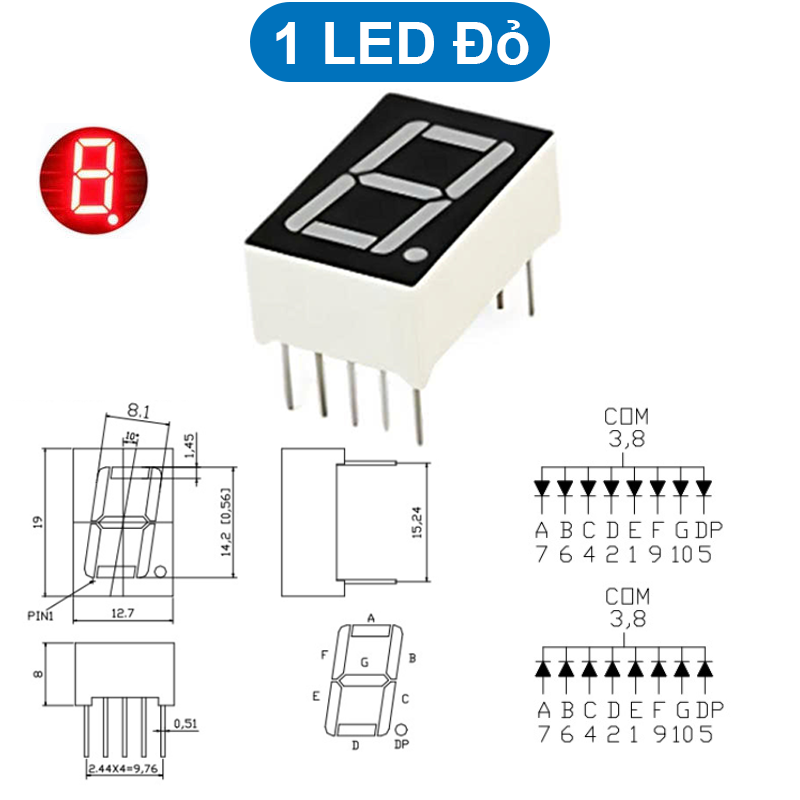 LED 7 đoạn 0.56 inch âm chung / dương chung