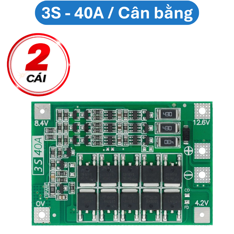 Mạch sạc bảo vệ pin Lithium 3S/4S 40A 60A 18650 BMS 11.1V 12.6V/14.8V 16.8V