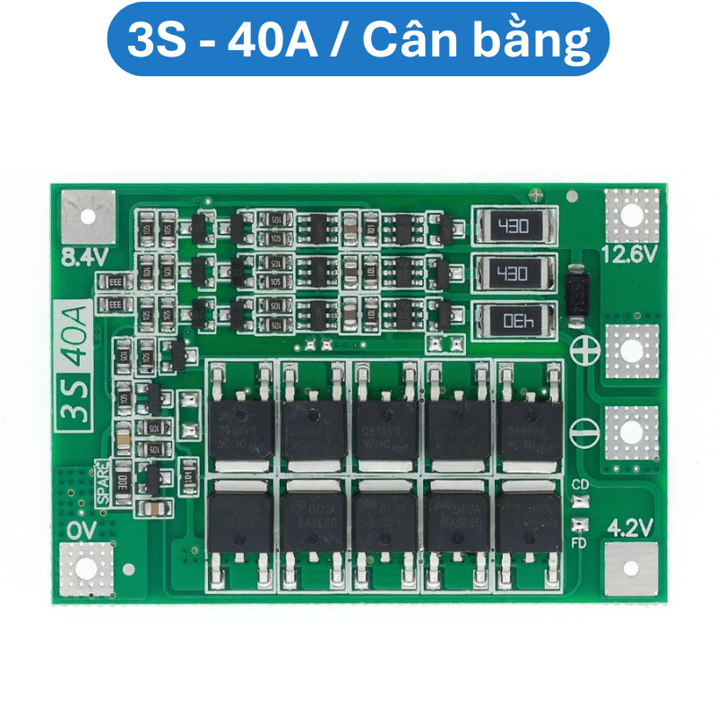 Mạch sạc bảo vệ pin Lithium 3S/4S 40A 60A 18650 BMS 11.1V 12.6V/14.8V 16.8V