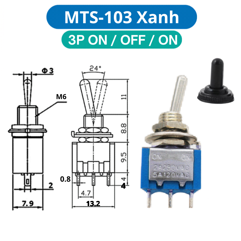 (5 Cái) Công tắc Toggle, công tắc gạt MTS loại nhỏ lỗ khoét 6mm