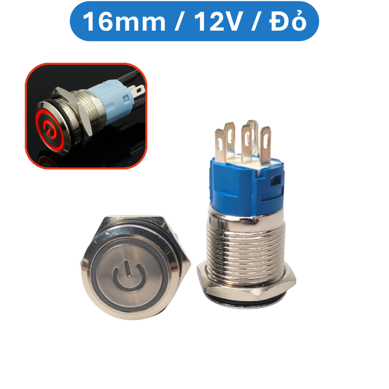 Nút nhấn chống nước đầu bằng ( Nhấn Giữ - Khóa ) lỗ khoét 12mm/16mm/19mm/22mm