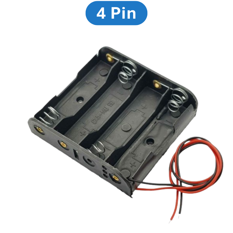 Đế pin tiểu, pin AA đầu ra dây nối tiếp, đế pin có nắp có kèm công tắc