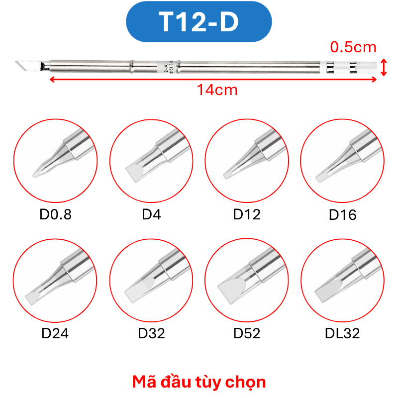 Mũi hàn T12 tip hàn, đầu mỏ hàn T12-K/KF/I/ILS/J02/JL02/BC2…