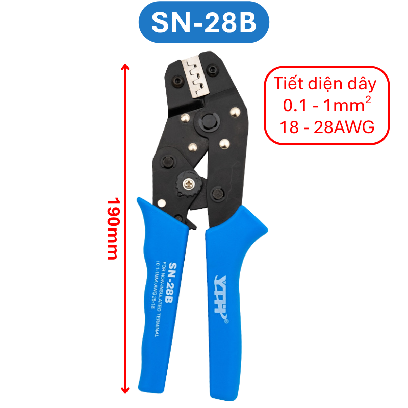 Kìm bấm cos ghim YTH dây điện từ 30AWG-10AWG