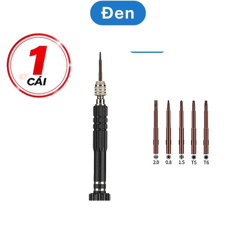 Tua vít 5 đầu sửa chữa điện thoại đa năng (5 đầu vít để trong thân tua vít)