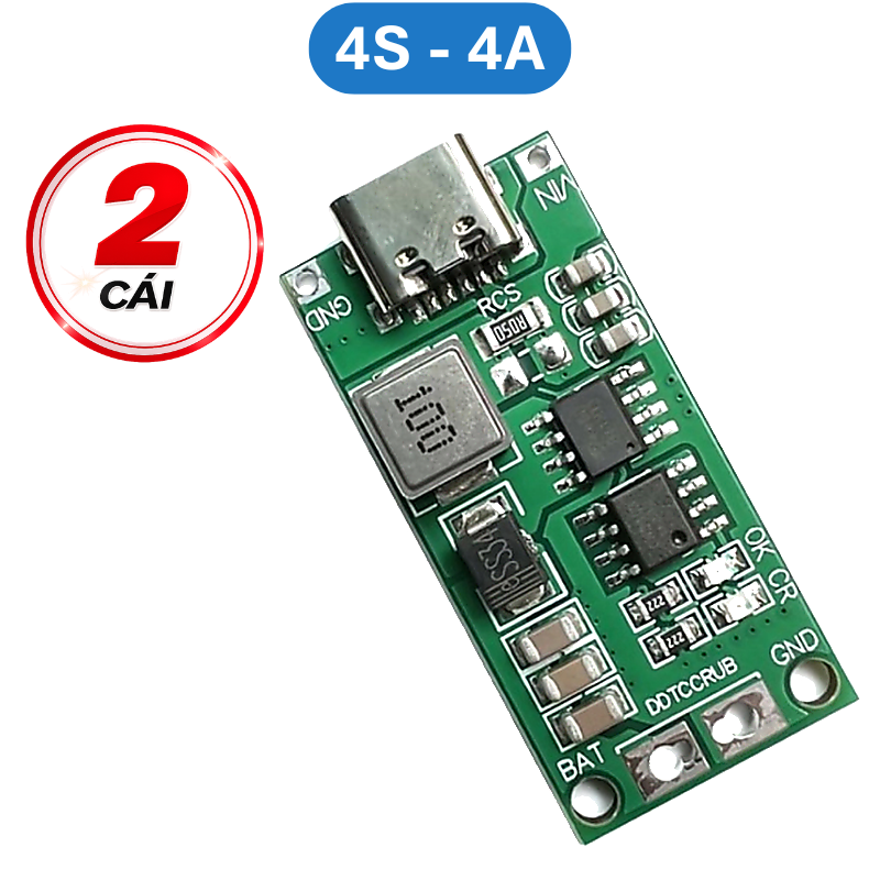 Mạch sạc cổng type C tăng áp dùng cho pin Lithium 3.7V 2S/3S/4S dòng sạc 1 - 4A