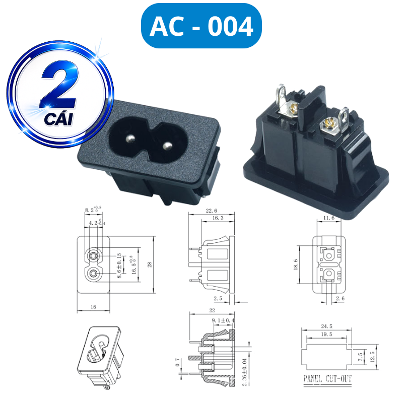 Đầu nối nguồn, jack cắm AC hàn dây chịu tải tốt cho máy móc thiết bị điện