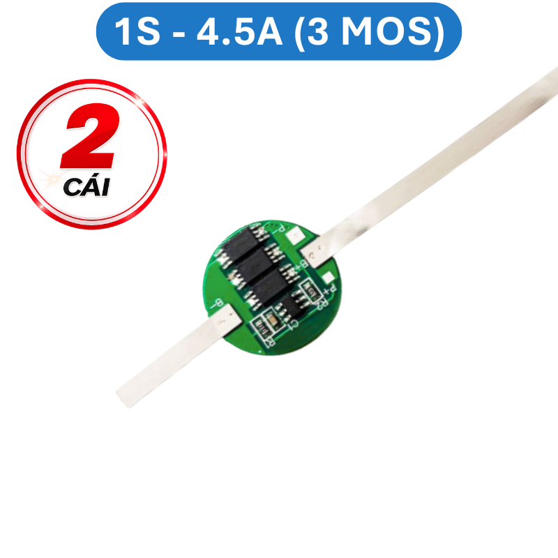 Mạch bảo vệ hàn đầu pin Lithium 1S 3.7V 2 - 4.5A (1 - 3 MOS) có hàn kẽm sẵn ( PCB tròn)